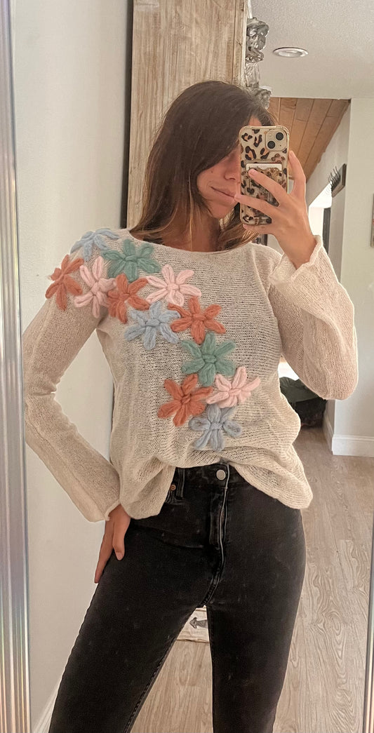 Sweater " white rose "